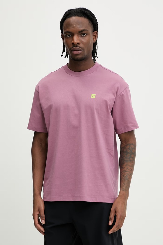 Odzież Salomon t-shirt bawełniany LC2844900 różowy