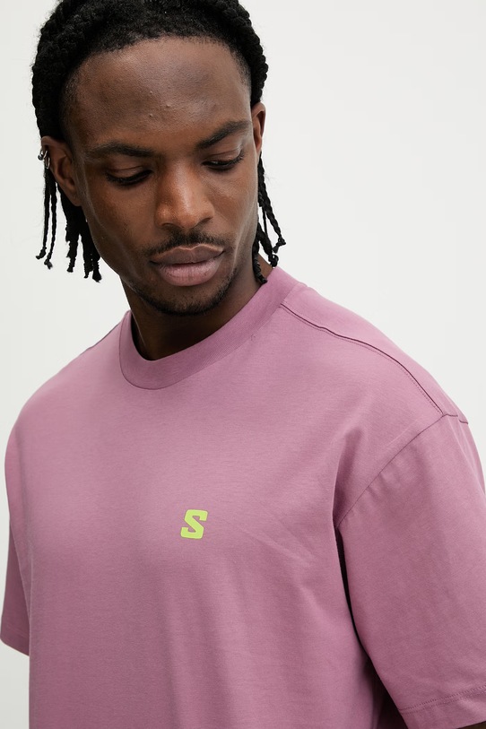 Salomon t-shirt bawełniany różowy LC2844900