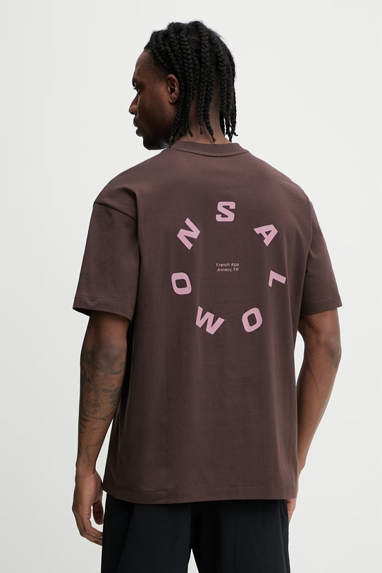 Salomon t-shirt bawełniany nadruk brązowy LC2853200