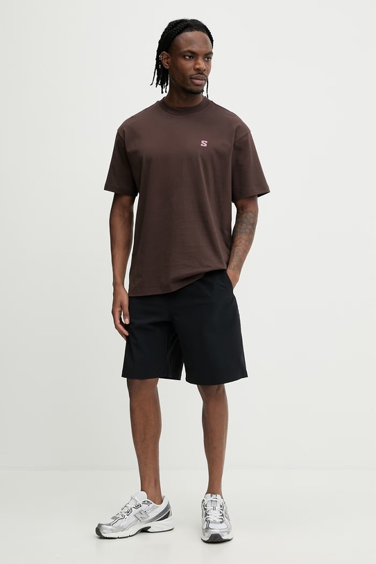 Salomon t-shirt bawełniany LC2853200 brązowy SS26