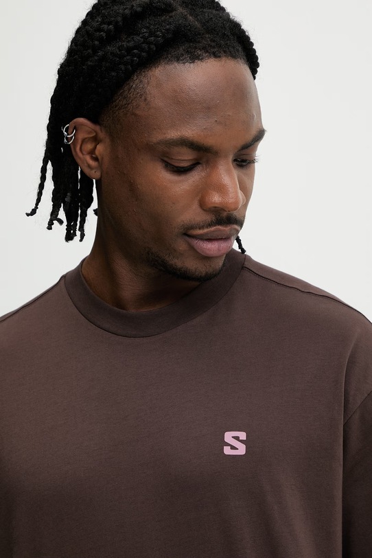 Salomon t-shirt bawełniany brązowy LC2853200