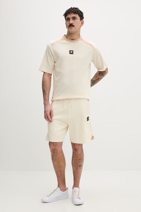 HUGO t-shirt męski bawełniany Dedril_RB 50559670 beżowy SS26