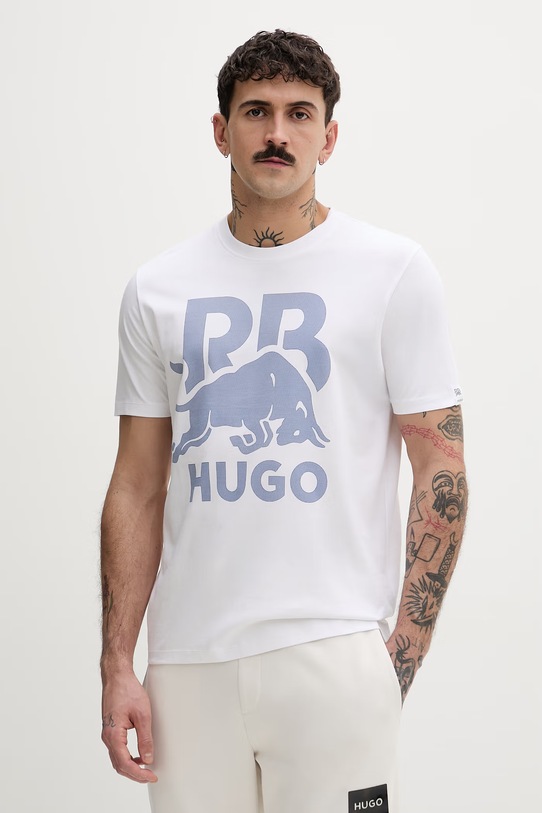 HUGO T-shirt ανδρικό βαμβακερό Dlix_RB λευκό 50559696