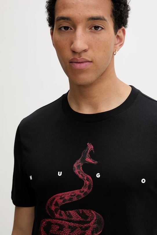 HUGO tricou din bumbac Discorb negru 50557672