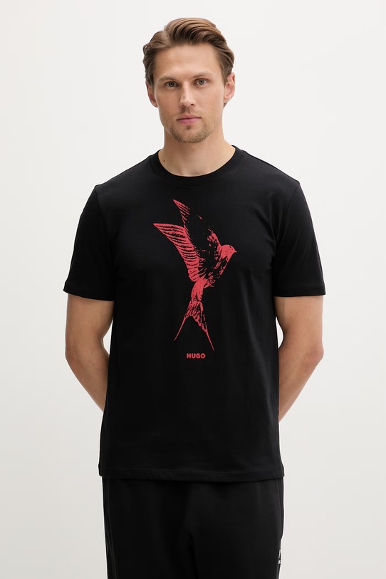 HUGO tričko pánske bavlnené Duhorse čierna 50557684
