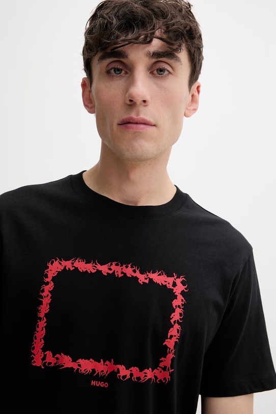 HUGO тениска мъжка от памук Duhorse черен 50557684