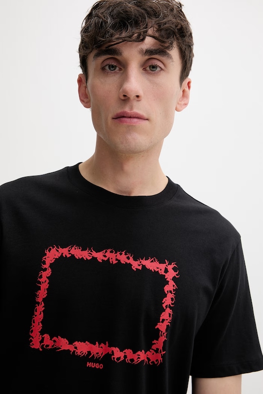 HUGO тениска мъжка от памук Duhorse черен 50557684