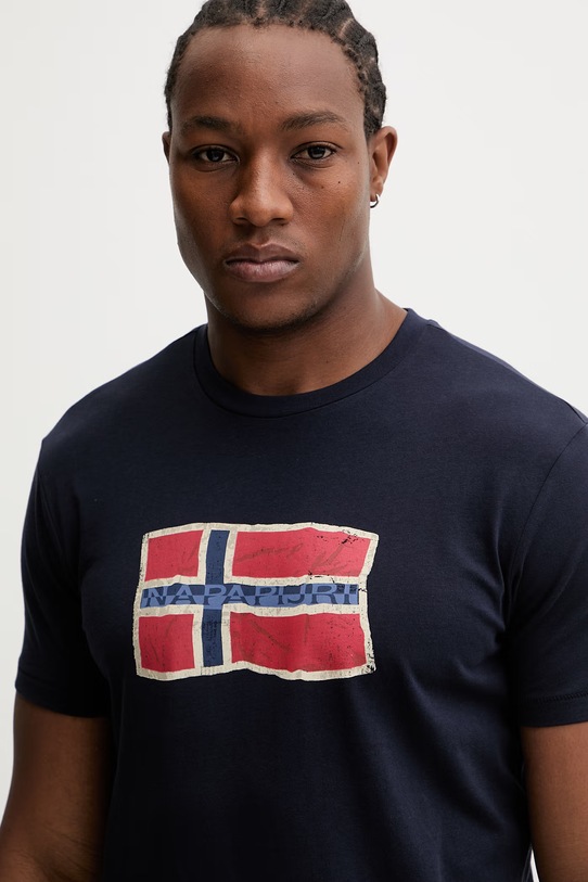 Napapijri t-shirt bawełniany MAHSA granatowy NP0A4FZB1761