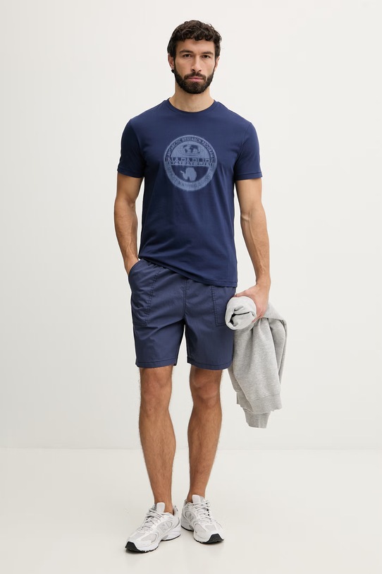 Napapijri t-shirt męski bawełniany MAHSA NP0A4FZBB2Q1 granatowy SS26