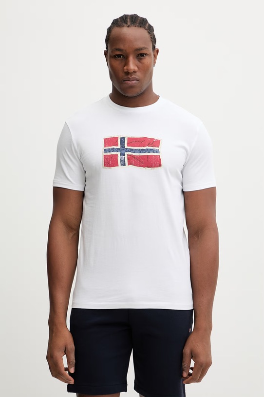 Napapijri t-shirt bawełniany MAHSA nadruk biały NP0A4FZBFX11