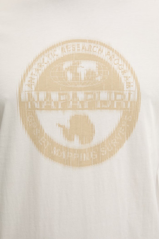 Napapijri t-shirt męski bawełniany MAHSA NP0A4FZBN1A1 beżowy