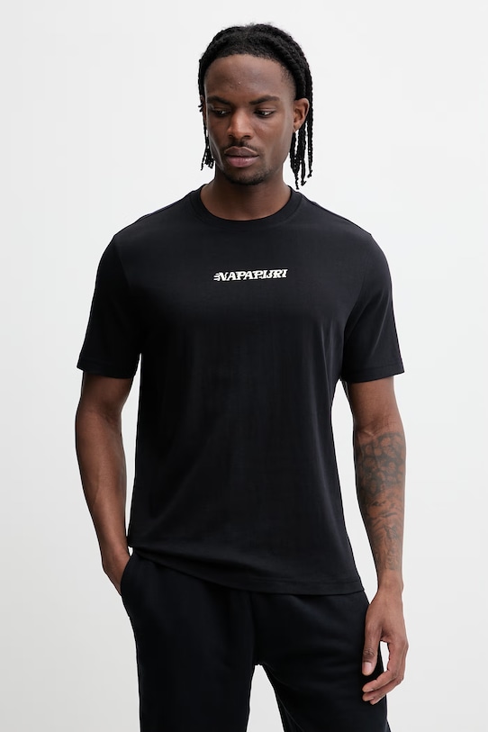 Odzież Napapijri t-shirt bawełniany FLINT NP0A4FZZ9411 czarny