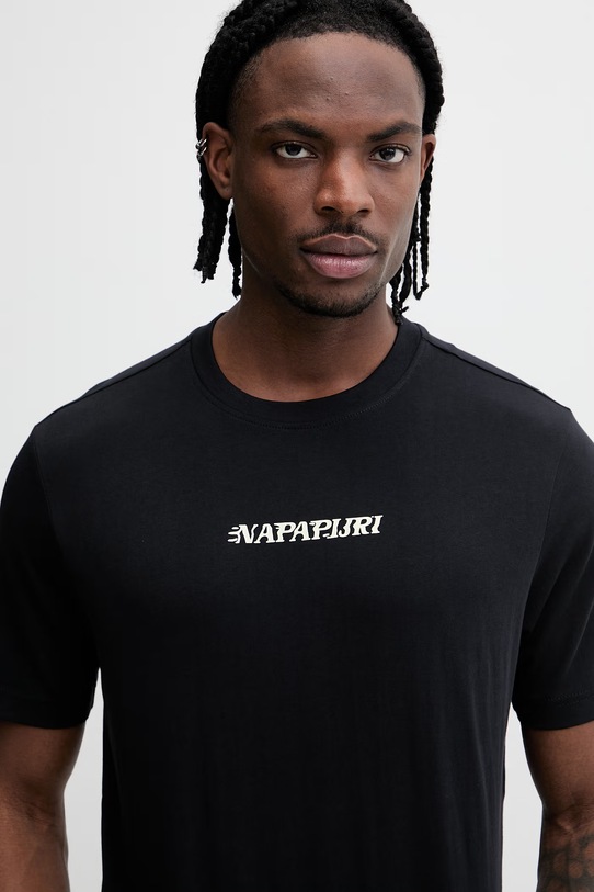 Napapijri t-shirt bawełniany FLINT czarny NP0A4FZZ9411