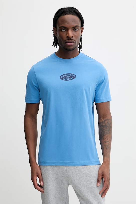 Odzież Napapijri t-shirt bawełniany FLINT NP0A4FZZB9A1 niebieski