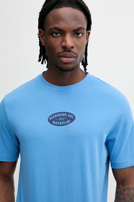 Napapijri t-shirt bawełniany FLINT niebieski NP0A4FZZB9A1