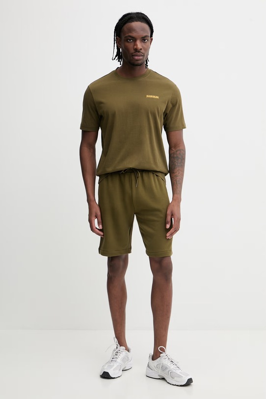 Napapijri t-shirt bawełniany FLINT NP0A4FZZG3A1 zielony SS26