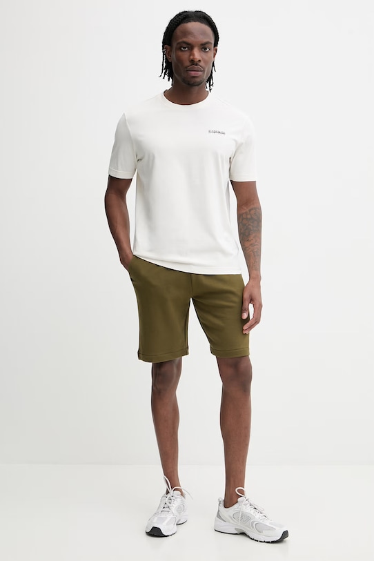 Napapijri t-shirt bawełniany FLINT NP0A4FZZN1A1 beżowy SS26