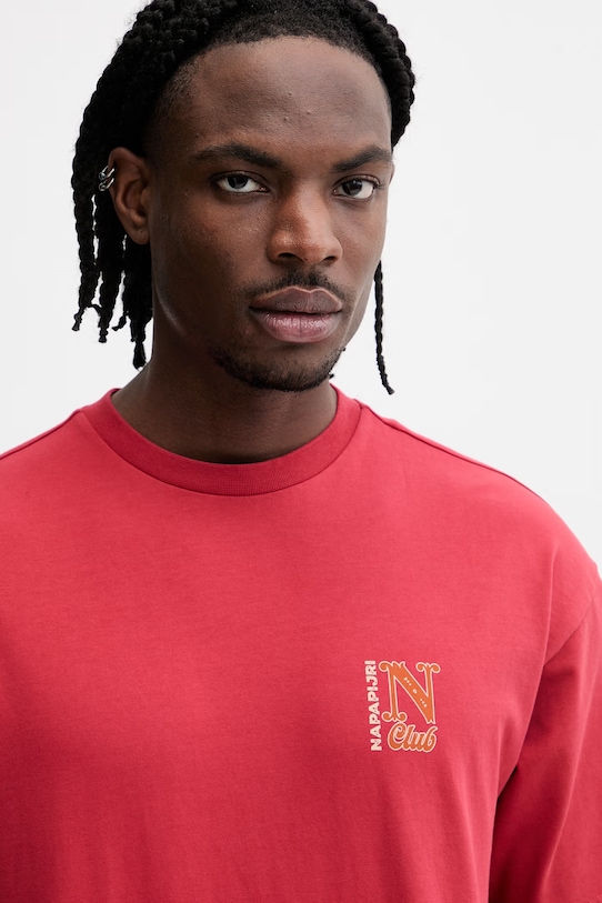 Napapijri t-shirt bawełniany FLUORITE czerwony NP0A4G2FRAQ1