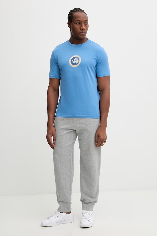 Napapijri t-shirt bawełniany PHOS NP0A4G5AB9A1 niebieski SS26