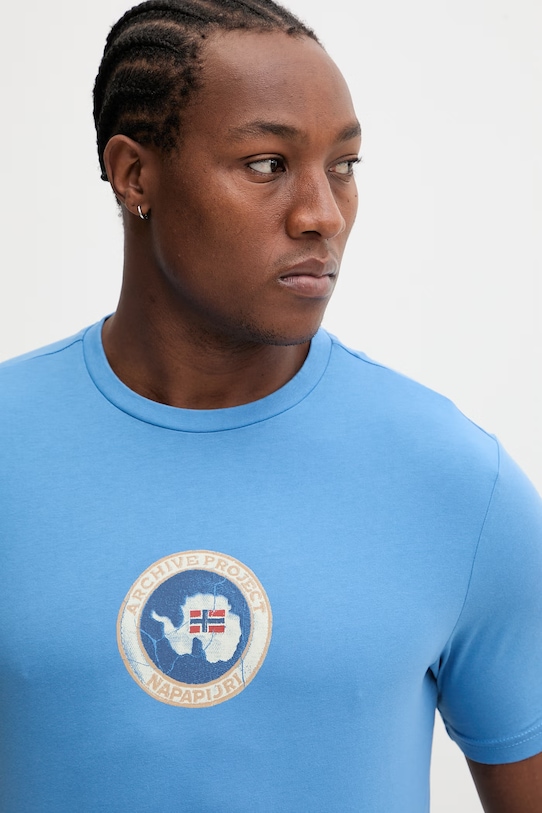 Napapijri t-shirt bawełniany PHOS niebieski NP0A4G5AB9A1