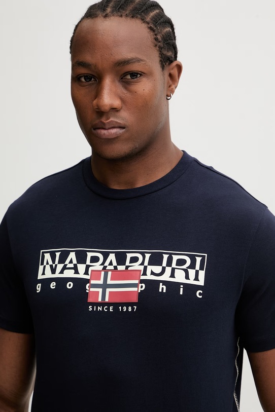 Napapijri t-shirt bawełniany S-Aylmer granatowy NP0A4HTO1761