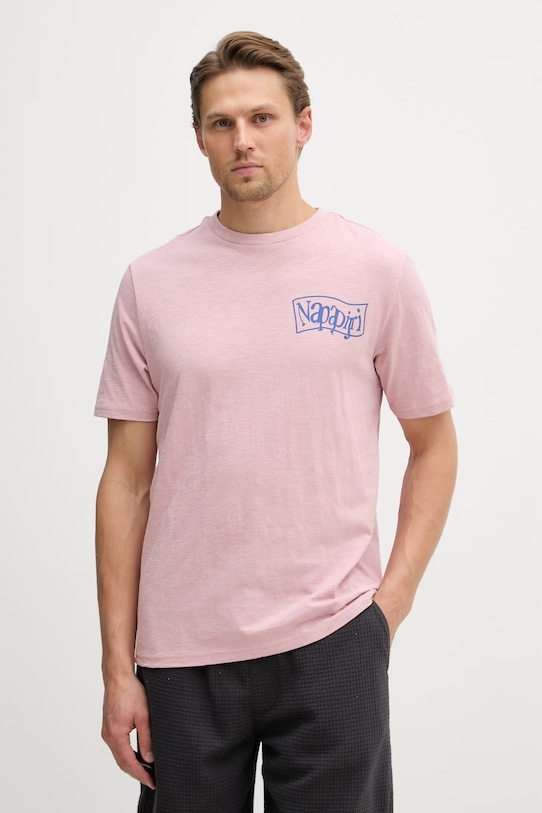Odzież Napapijri T-shirt męski bawełniany S-ELIOR NP0A4HZYP1T1 różowy