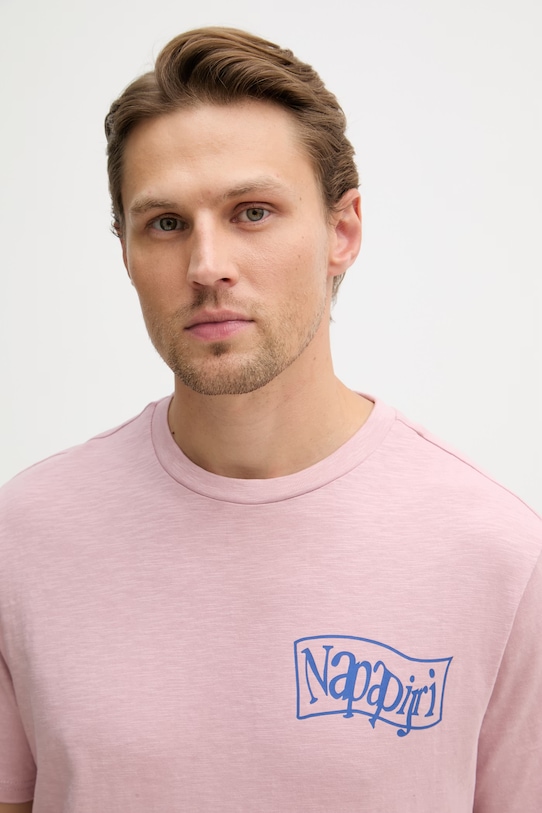 Napapijri T-shirt męski bawełniany S-ELIOR różowy NP0A4HZYP1T1