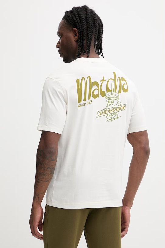 Napapijri t-shirt bawełniany S-SOL nadruk beżowy NP0A4I13FX11