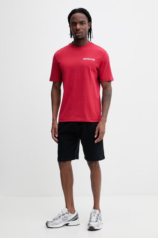 Napapijri t-shirt bawełniany S-SOL NP0A4I13RAQ1 czerwony SS26