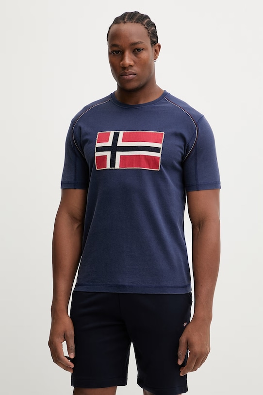 Napapijri t-shirt bawełniany REFLECT regular granatowy NP0A4ICLB2Q1