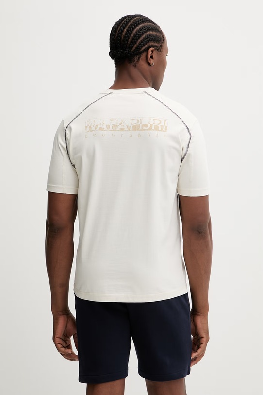 Napapijri t-shirt bawełniany REFLECT NP0A4ICLN1A1 beżowy SS26