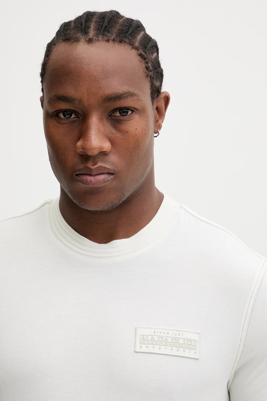 Napapijri t-shirt bawełniany AMUNDSEN beżowy NP0A4IN82061