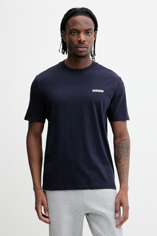 Napapijri t-shirt bawełniany SMALL BOX bawełna granatowy NP0A88TR1761
