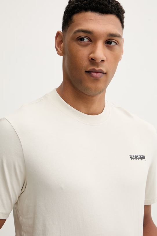 Napapijri t-shirt bawełniany SMALL BOX beżowy NP0A88TRN1J1