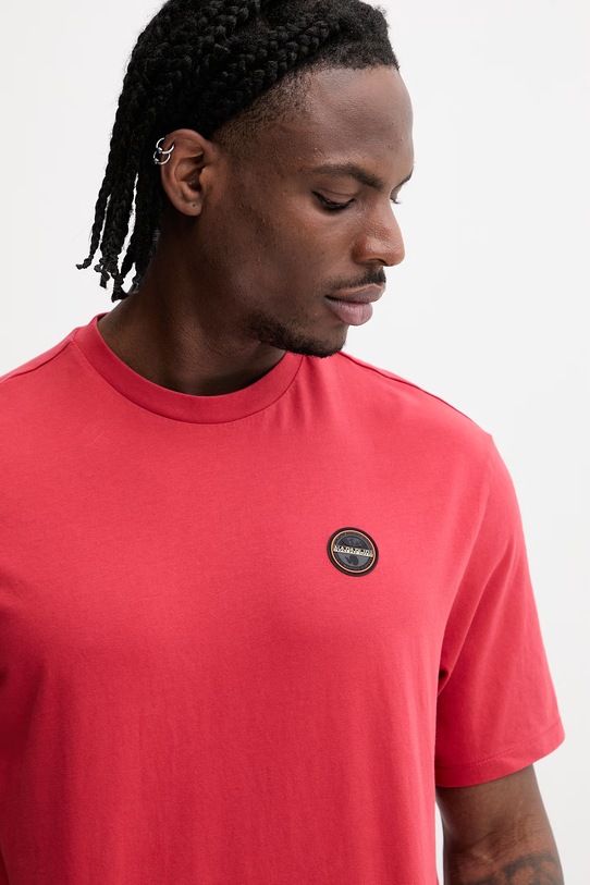 Napapijri t-shirt bawełniany S-Badge czerwony NP0A8949RAQ1