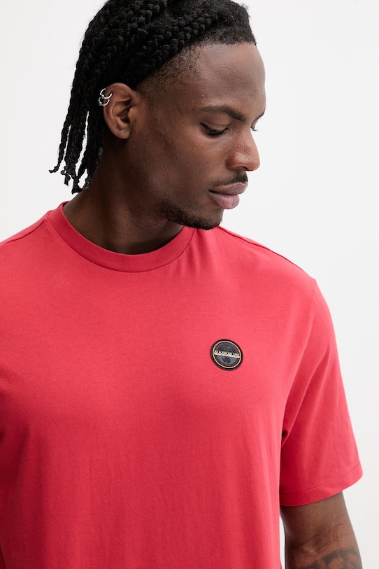 Napapijri t-shirt bawełniany S-Badge czerwony NP0A8949RAQ1