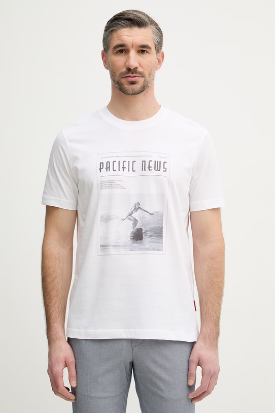 Joop! t-shirt bawełniany nadruk biały 30101984