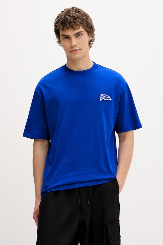 Hugo Blue t-shirt bawełniany Nohatio aplikacja niebieski 50556411