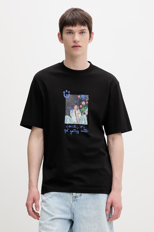 HUGO Blue kratka majica moška bombažna Nugobeam črna 50560029