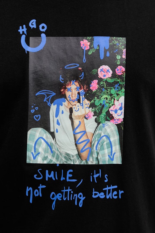 HUGO Blue kratka majica moška bombažna Nugobeam 50560029 črna