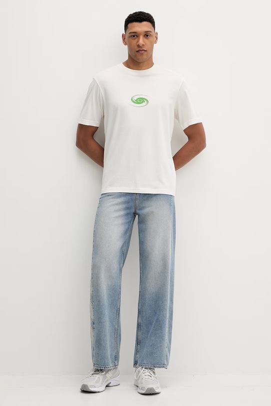 Hugo Blue t-shirt bawełniany Nunarix 50560047 beżowy SS26