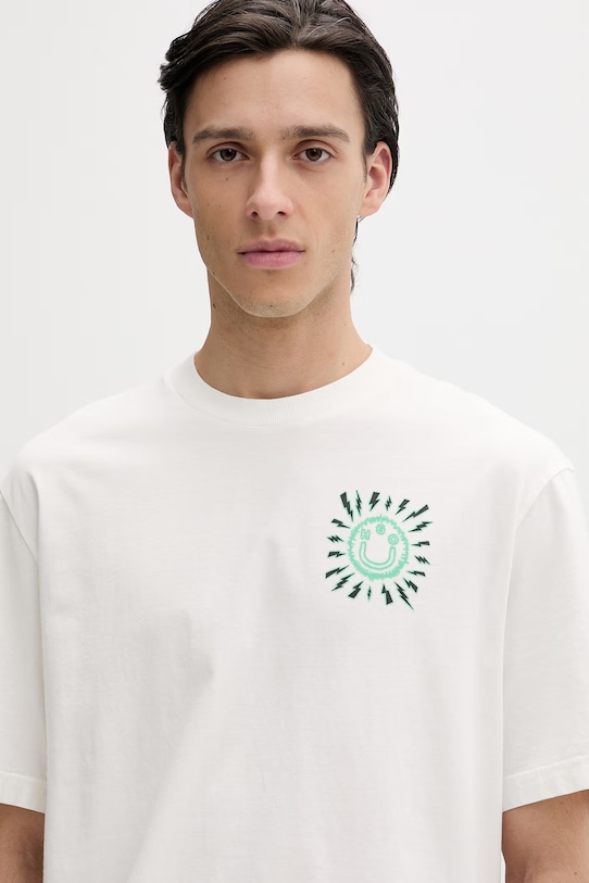 Hugo Blue t-shirt bawełniany Nextralio beżowy 50560090