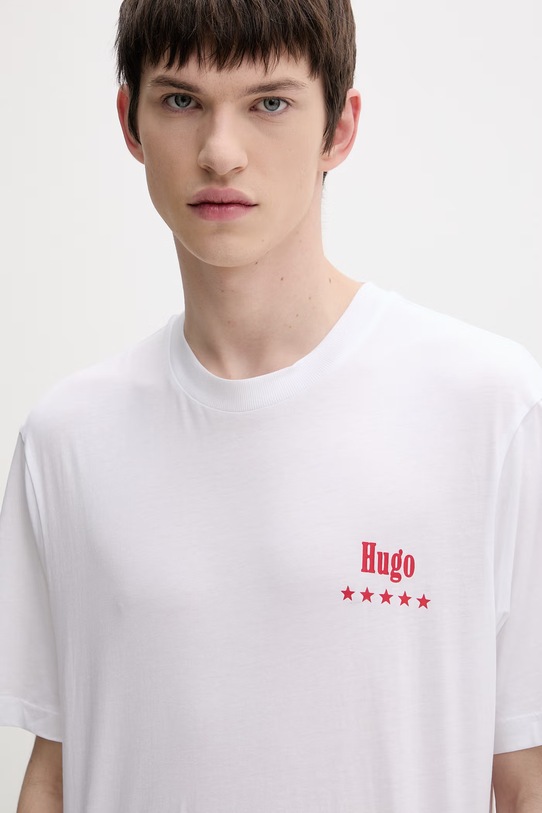 HUGO Blue kratka majica moška bombažna Nucavo bela 50560040