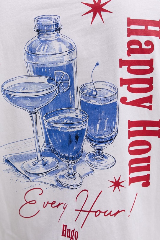 HUGO Blue kratka majica moška bombažna Nucavo 50560040 bela