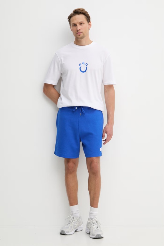 HUGO Blue tričko pánské bavlněné Norizom 50560112 bílá SS26