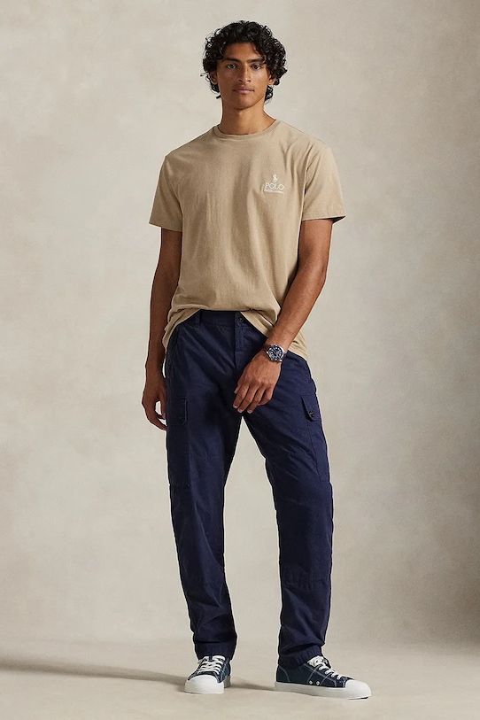 Odzież Polo Ralph Lauren t-shirt bawełniany JERSEY-SSL-TSH 710981136502 beżowy