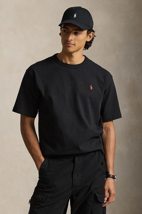 Bavlnené tričko Polo Ralph Lauren JERSEY-KNT-T-SHIRT relaxed čierna 710A12979001