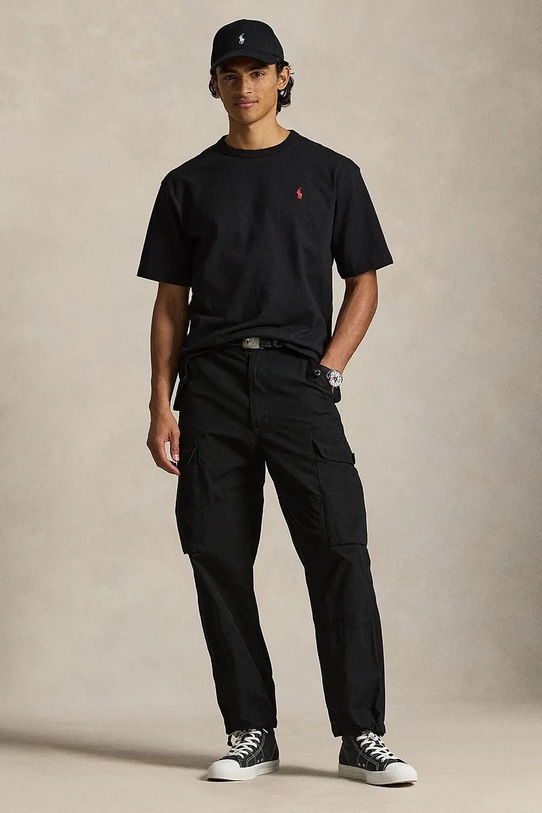 Oblečenie Bavlnené tričko Polo Ralph Lauren JERSEY-KNT-T-SHIRT 710A12979001 čierna