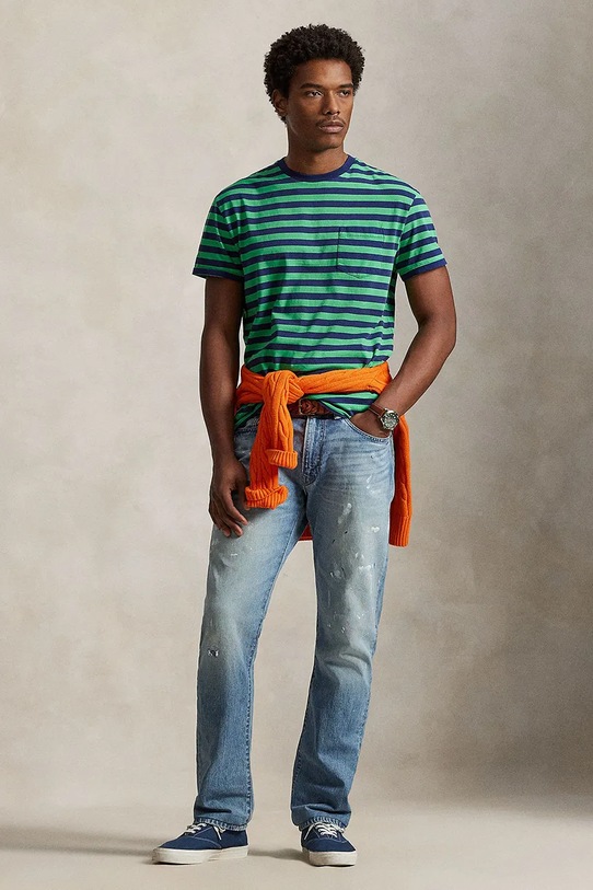 Odzież Polo Ralph Lauren JERSEY-KNT-T-SHIRT t-shirt bawełniany męski 710A13053001 zielony