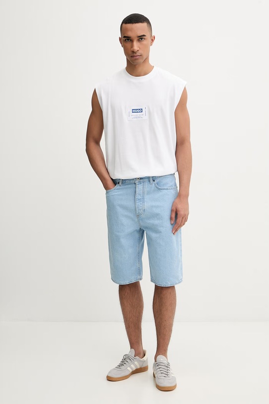 HUGO Blue top pánsky bavlnený Nurazak 50557812 biela SS26